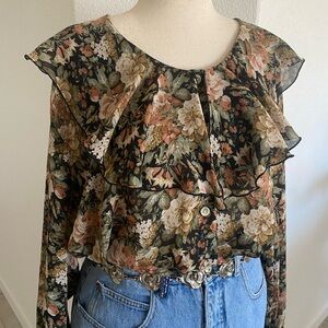 Sheer Floral Vintage Blouse